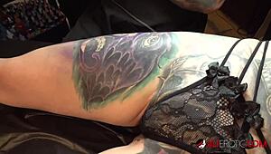 Marie Bossette Gropes Herself During Intense Backstage Tattoo Session