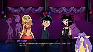 Danny Phantom redux has goth cheerleader giving handjob in Amity Park, so kinky and fun