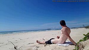 Hidden beach jerk off in public view