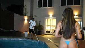 i cleaned the boss's pool and ended up fucking her hard, feeling every sensual touch.