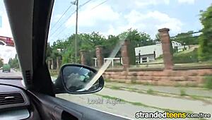 Stranded teen Elisabeth gets hardcore cumshot on natural tits intensely.