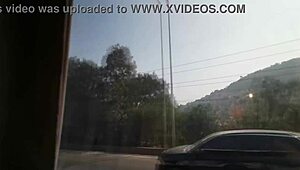 colegiala flashes panties on the bus, giggling at sneaky stares. just another day messing around.