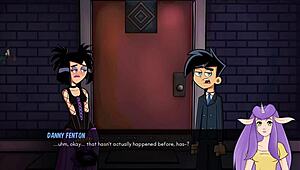 Danny Phantom redux has goth cheerleader giving handjob in Amity Park, so kinky and fun