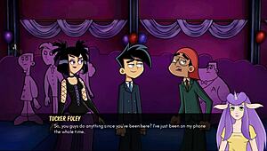 Danny Phantom redux has goth cheerleader giving handjob in Amity Park, so kinky and fun