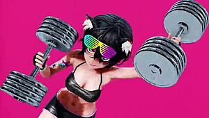 Futa Teases With Big Tits In Lewd Gym Workout