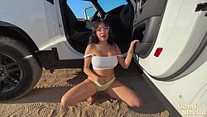 latina cami strella gets fucked hard and squirts in public outdoor car sex, waterproof seats save the day.