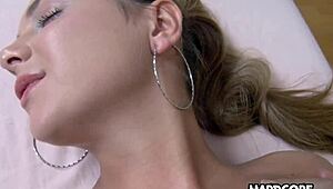 Hardcore Massage Turns Into Creampie Finish for Brunette Doll