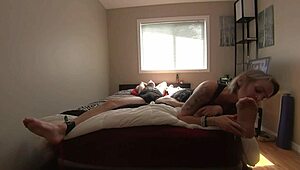 Blonde Gwen Teases Bound Milf With Barefoot Feet And Tattoos