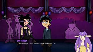 Danny Phantom redux has goth cheerleader giving handjob in Amity Park, so kinky and fun