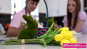 easter bunny teen stepsister maria kazi has a breeding fetish... licking and fucking petite pussy