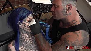 Australian Beauty Amber Luke Shows Off Big Tits While Getting A Bold New Nose Tattoo In Stunning Reality Clip!