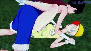 ulti and ms valentine are having intense sex with luffy.