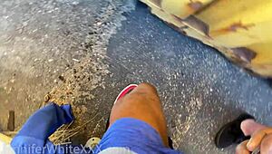 Ever wonder how a supermodel handles a big black cock outdoors?