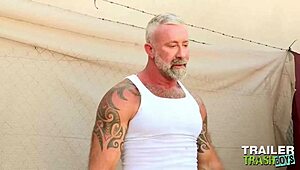 trailertrashboys lance charger barebacks timothy drake in outdoor gay blowjob and masturbation.
