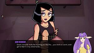 Danny Phantom redux has goth cheerleader giving handjob in Amity Park, so kinky and fun