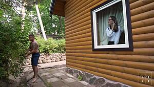 Rich bitch slams the muscular gardener hard while husband sleeps