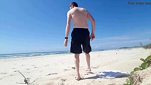 Hidden beach jerk off in public view