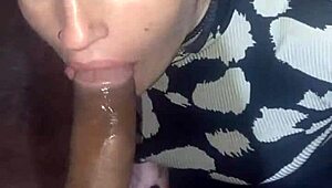 Latina amateur performs deepthroat on black cock