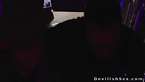 Group dude bangs sexy blonde in stockings with big cock