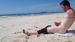 Hidden beach jerk off in public view