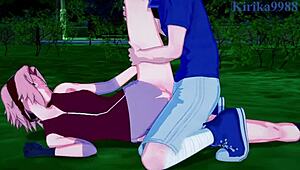 sakura haruno, naruko uzumaki, and sasuke uchiha having intense sex in naruto hentai 😈