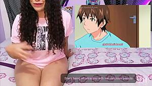 latina teen couple reacts to hentai squirting doggystyle