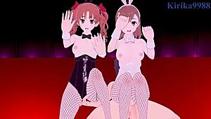 mikoto misaka and kuroko shirai in bunny girl intense 3p sex hentai 😈
