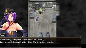 Karryn engages in rough threesome with slime monster and thug in prison hentai.