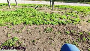 flashing cock in public park with stepdaughter helping cumshot