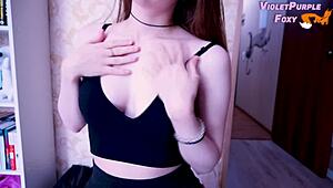 Young Petite Girl's First Attempt At Nipple Orgasm Through Fingering.