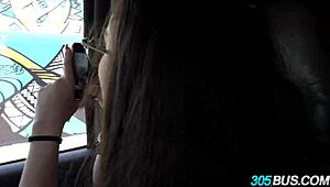 amateur with glasses gets fucked on the bus