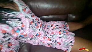 Whoa, cute stepdaughter in adorable pajamas getting wild!