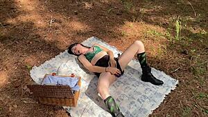 I turn outdoor picnics into orgasmic fun with dildo toys.