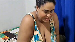 Brazilian BBW teacher strips naked, gets assfucked, and cums on tits!
