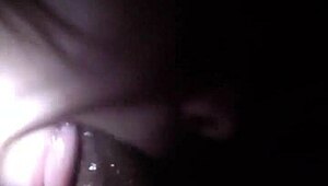 white hoe gives sloppy blowjob in car