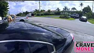 Blonde teen 18+ begs for cash with blowjob!