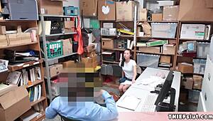 OMG, this extra cute petite 18+ teen got her pussy roughed up by mall cop!