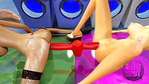 Two Busty Lesbians Try Double Dildo In Public Store