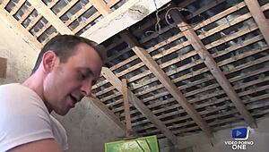 cougar watches her man bang the chubby french maid hard