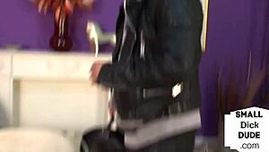 Micro Penis Subject Humiliated by Mistresses During Jerk Session