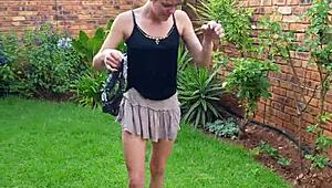 Skinny Girl, Piss and Twerk That Tiny Ass in Garden!