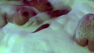 Beautiful Stepmother in Motel Jacuzzi Flashes Natural Tits Before Masturbating with Toys