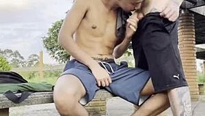 Young Guys Fucking Publicly in the Square for Passersby