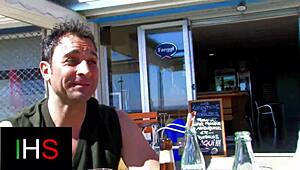 Hey, check this wild foursome banging on the beach!