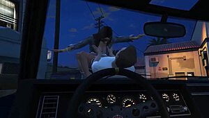 In GTA 5, the online character PICKS UP a HOOKER for SEX in the car.