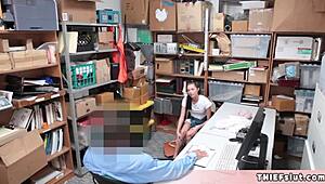 OMG, this extra cute petite 18+ teen got her pussy roughed up by mall cop!