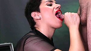 Cum Dripping from Mouth After Intense Couple Action