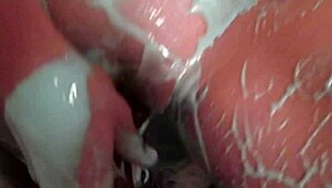 Oily Wife Spreads Wide for Messy Dildo Fuck in Boots