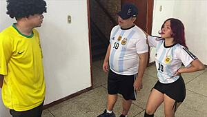 I must get screwed like a slut in front of my boyfriend for losing the soccer game