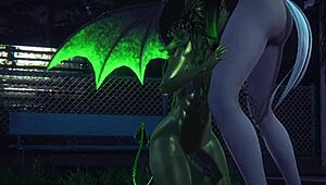 Yo, furry yaoi dragon and tanuki banging in park!